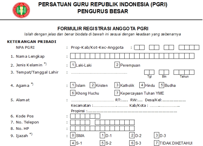 Pendaftaran PGRI Pondok Aren - Persatuan Guru Republik Indonesia Cabang Pondok Aren